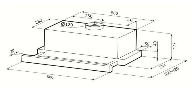 Встраиваемая вытяжка Krona KERRY 600 WHITE PB