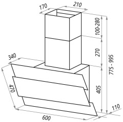 Кухонная вытяжка Maunfeld Tower Lux 60 черное стекло